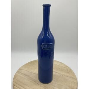Horchow Blue Stoneware‎ Olio Bottle Made In Italy Tall Kitchen Decor Display